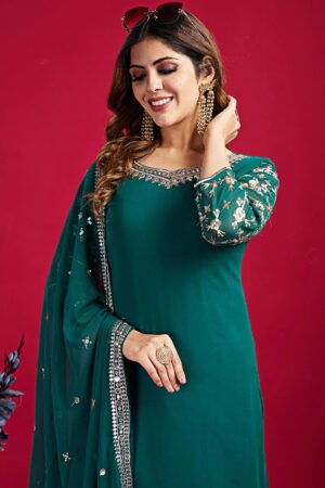 Designer Party Wear Look Top-Plazzo and Dupatta With Heavy Embroidery Work👗