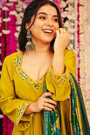 Pure Chinnon With Embroidery Sequence Work Gown And Dupatta Set Fully Stitched Ready To Wear