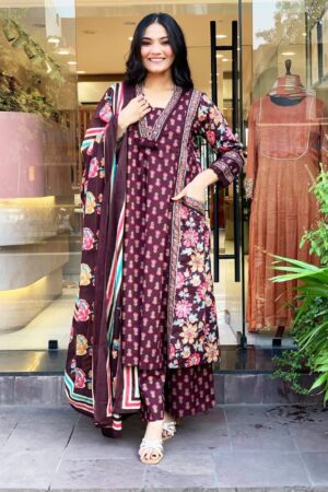 Premium Cotton Anarkali Angrakha Kurti Set with Malmal Dupatta