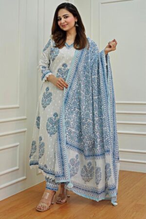 Premium Cotton Floral Anarkali Suit Set for Women | Festive Wear