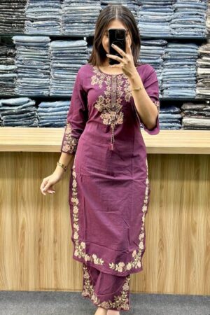 Stylish Embroidered Kurti Palazzo Set with Dupatta | Summer Cotton | Festive Wear | 4 Colors