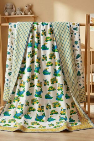 Hand Block Premium Kids Reversible Dohar's With Bag Packing