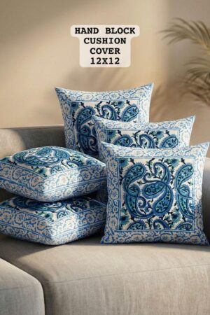 Cotton Cushion Covers Set of 5 – Hand Block Printed (12x12 Inch)