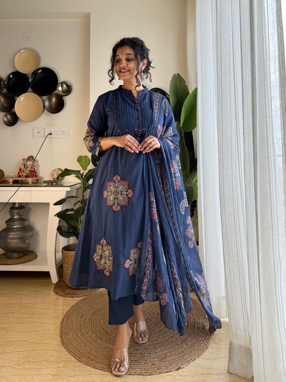 Pure Cotton With Pintex & Hand work Yog And Pech work on kurta & Sleeves