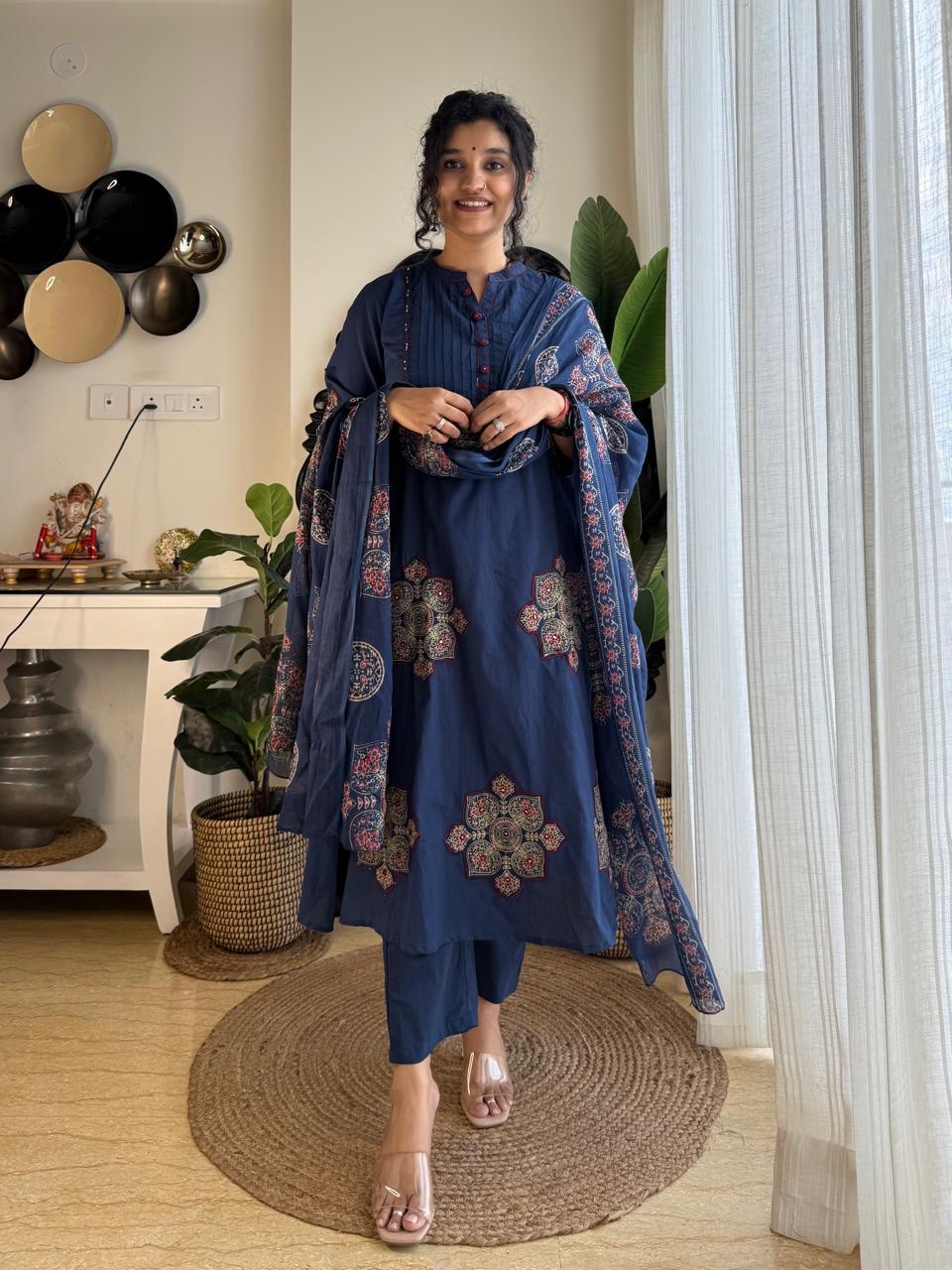 Pure Cotton With Pintex & Hand work Yog And Pech work on kurta & Sleeves - Image 4