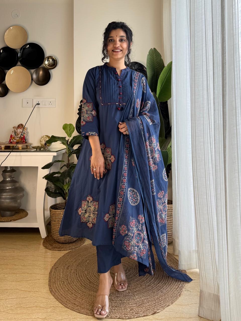Pure Cotton With Pintex & Hand work Yog And Pech work on kurta & Sleeves - Image 5