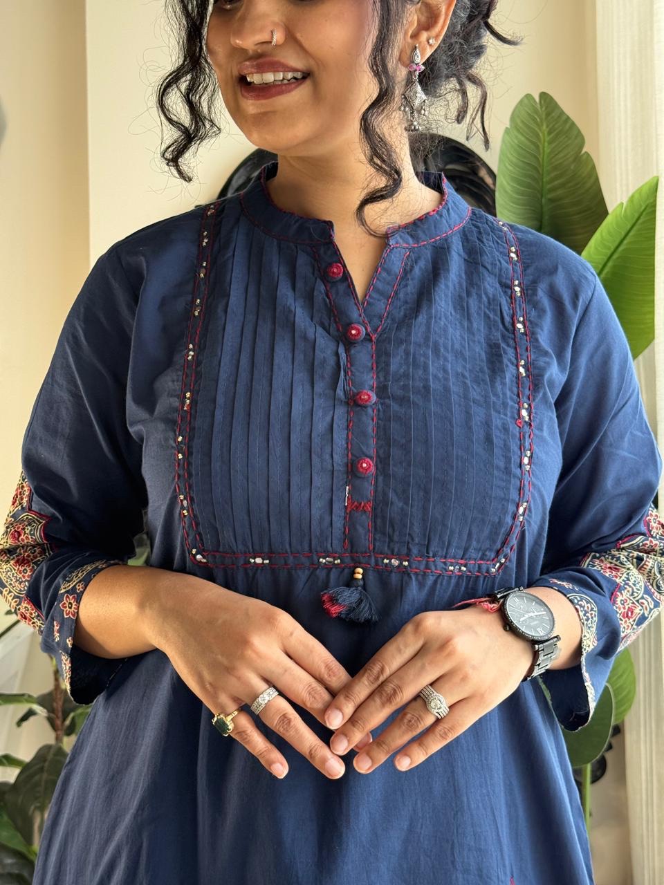 Pure Cotton With Pintex & Hand work Yog And Pech work on kurta & Sleeves - Image 7
