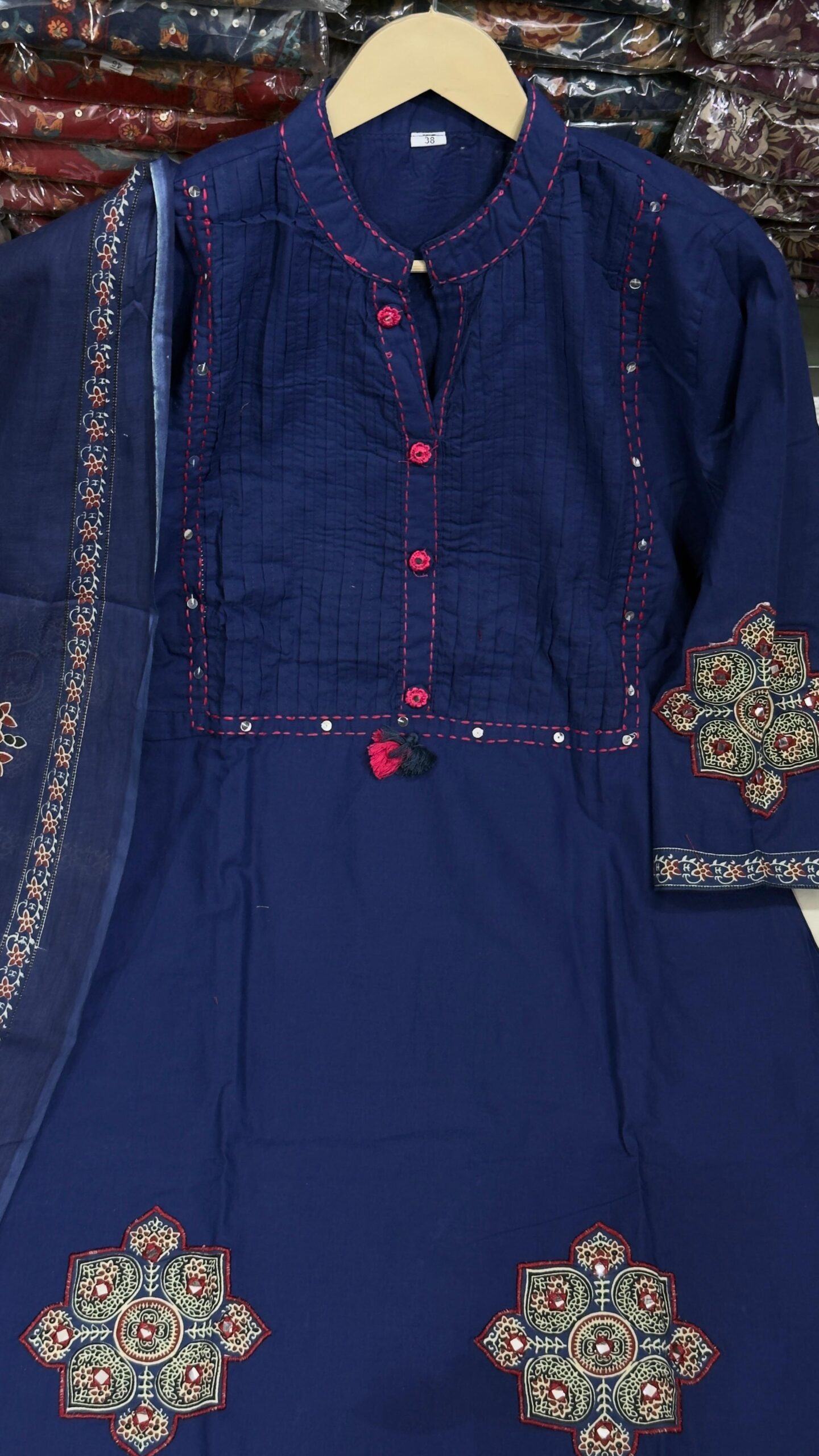 Pure Cotton With Pintex & Hand work Yog And Pech work on kurta & Sleeves - Image 14