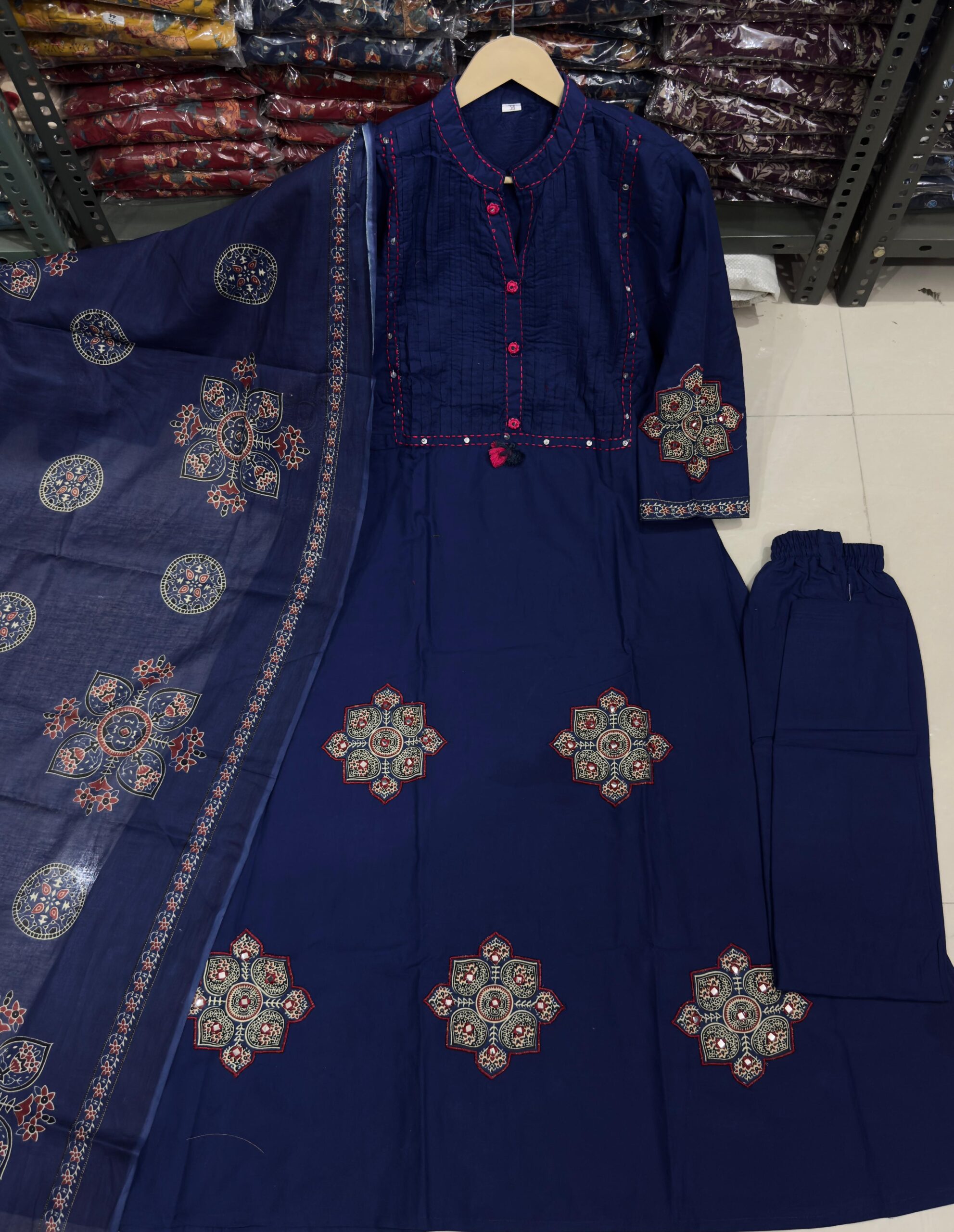 Pure Cotton With Pintex & Hand work Yog And Pech work on kurta & Sleeves - Image 16