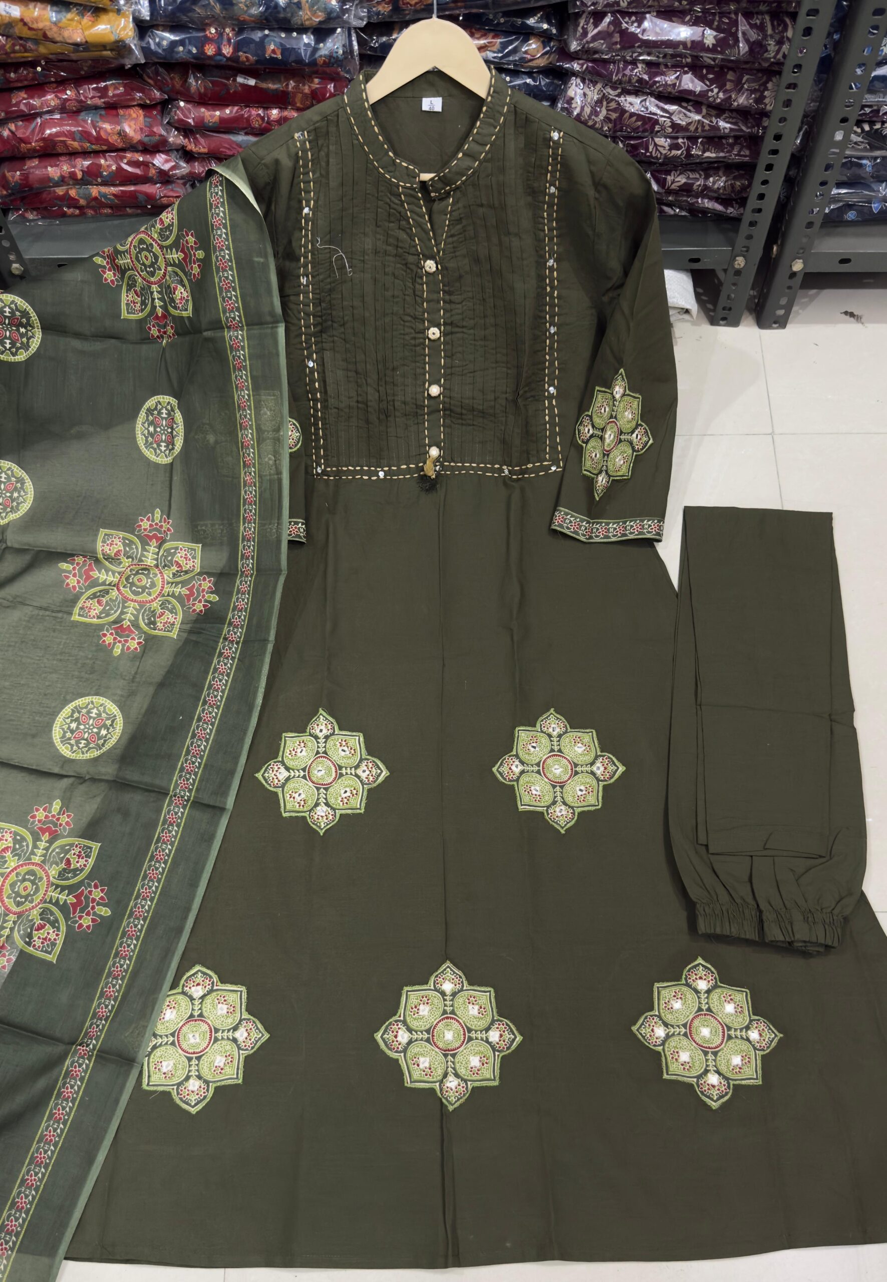 Pure Cotton With Pintex & Hand work Yog And Pech work on kurta & Sleeves - Image 17