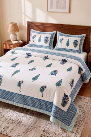 Premium Hand Look King Size Bedsheet with 2 Reversible Pillow Cover